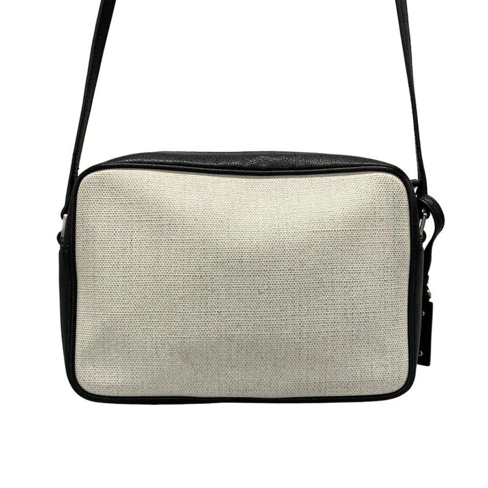 SAINT LAURENT PARIS Lou Camera Bag Cream Black Coated Canvas Leather 838-072125 - Picture 2 of 14